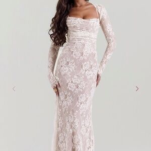 House of CB Ivory Lace Long Sleeve Maxi Dress